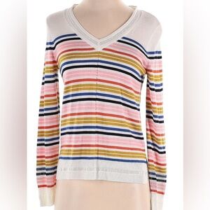Skies Are Blue Stripes V-Neck Sweater